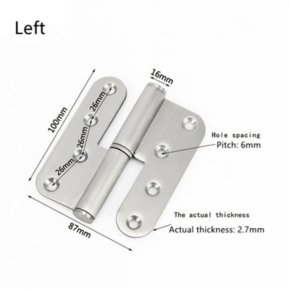 4 inch 1PCS thick stainless steel rounded detachable hinge fire door flag door hinge folding flat hinge: Left