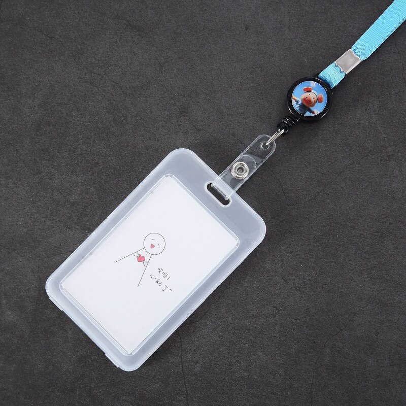 1PCS Cartoon PVC Student School Bus ID Creidt Card Holder Bag Case Nurse Doctor Office ID Name Bank Card Cover With String: k