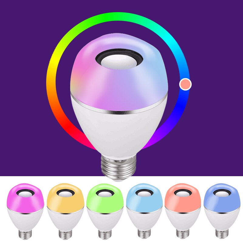 Smart Music Bulb Lamp E27 9W Draadloze Bluetooth RGB Wit Lamp Dimbare Muziek RGBW LED Licht Met 24 toetsen Afstandsbediening