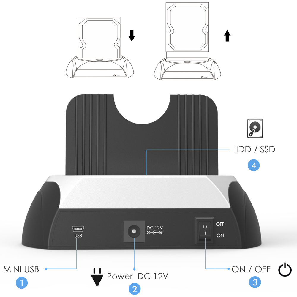 Wavlink2.5 "/3.5" SATA HDD Docking Bahnhof USAP Externe Festplatte Gehäbenutzen mit Kartenleser Slot USB 2,0 Hub für fenster Mac