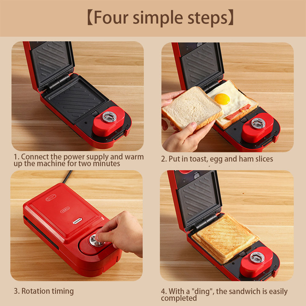 220V Multifunktions Frühstück Maschine Elektrische Sandwich Hersteller Waffeleisen Toast Druck Toaster