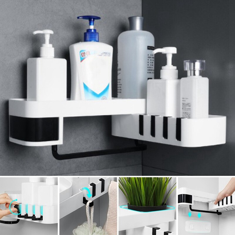Naadloze Roterende Statief Naadloos Badkamer Plank Hoek Bad Opslag Houder