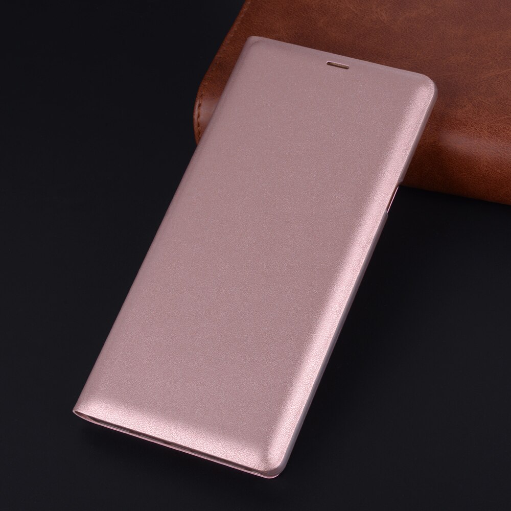 Slank læder tegnebog etui flip cover med kortholder telefon taske maske til samsung galaxy note 9 note 9 n960 n960f capa: Rose guld