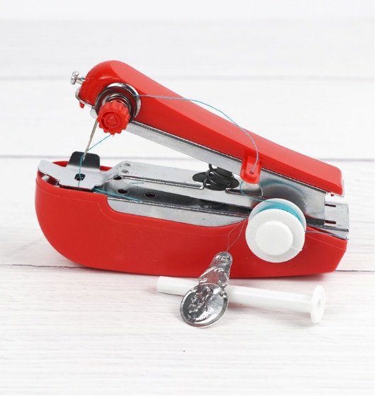 1Pc Draagbare Mini Handleiding Naaimachine Eenvoudige Bediening Naaien Gereedschap Naaien Doek Stof Handige Handwerken Tool Lyq: Red QPZ