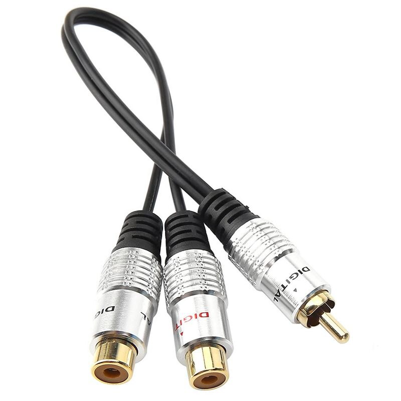 Full-Metal Rca Female Naar Dual 2-RCA Mannelijke Vergulde Adapter, stereo Splitter Y Audio Kabel (Rca F-2 Rca M) (1 Male Naar 2 Vrouwelijke