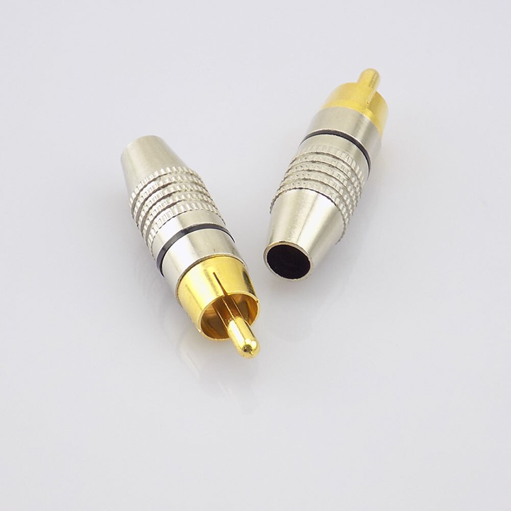 5pcs 10pcs RCA Male Plug to cabling Connector Adapter Audio Video Cable Non Solder Gold Plated CCTV Camera Security Accessories