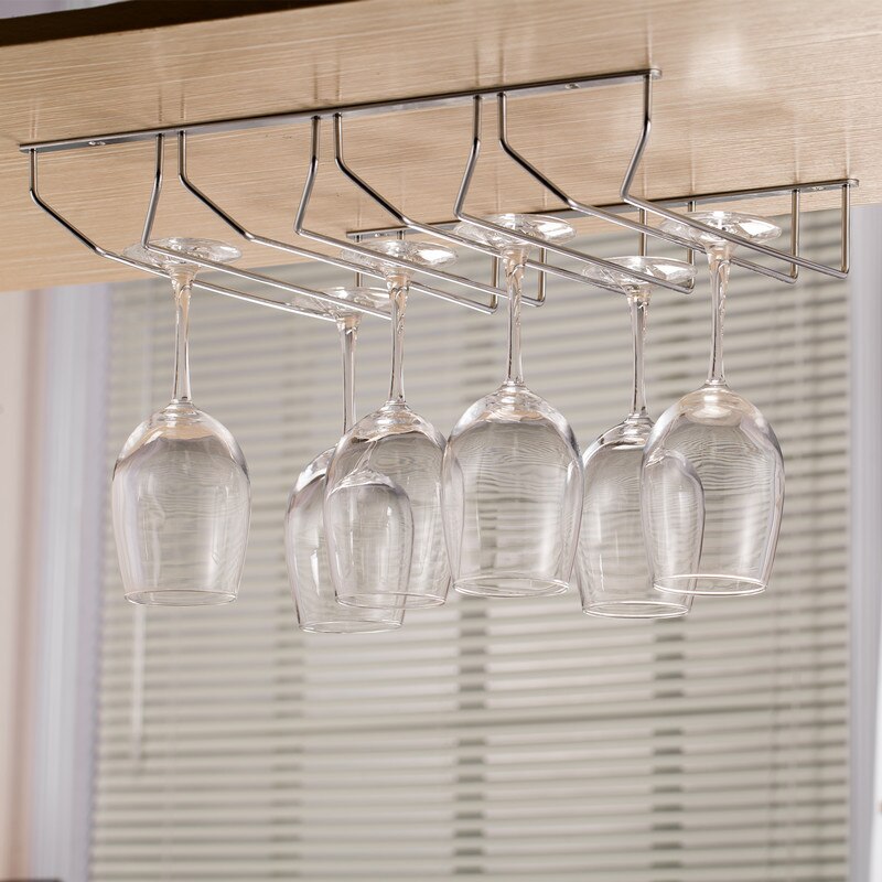 1Pc Nuttig 34Cm Rvs Wijnrek Glas Wijn Houder Opknoping Bar Hanger Plank Bar Gereedschap