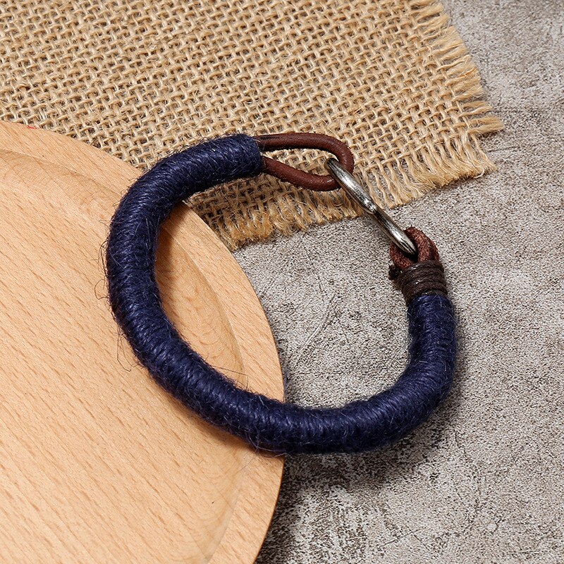 Handmade Leather Bracelet Men Braided Hook Connect Wrap Wristband Trendy Jewelry