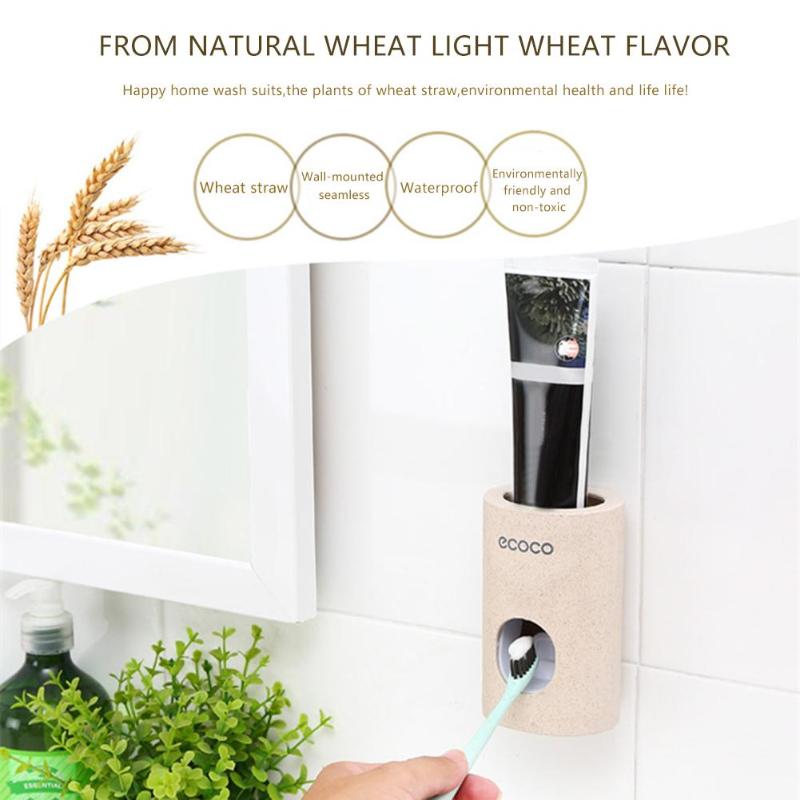 distributore automatico di dentifricio portaspazzolino antipolvere supporto da parete impostato di accessori per il bagno spremi-dentifricio dentifricio