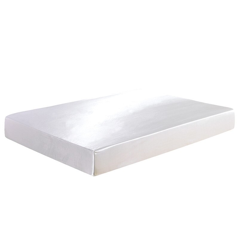 Hjem stilig utstyrt laken twin full queen king size sateng silke sengetøy madrasstrekk: Hvit