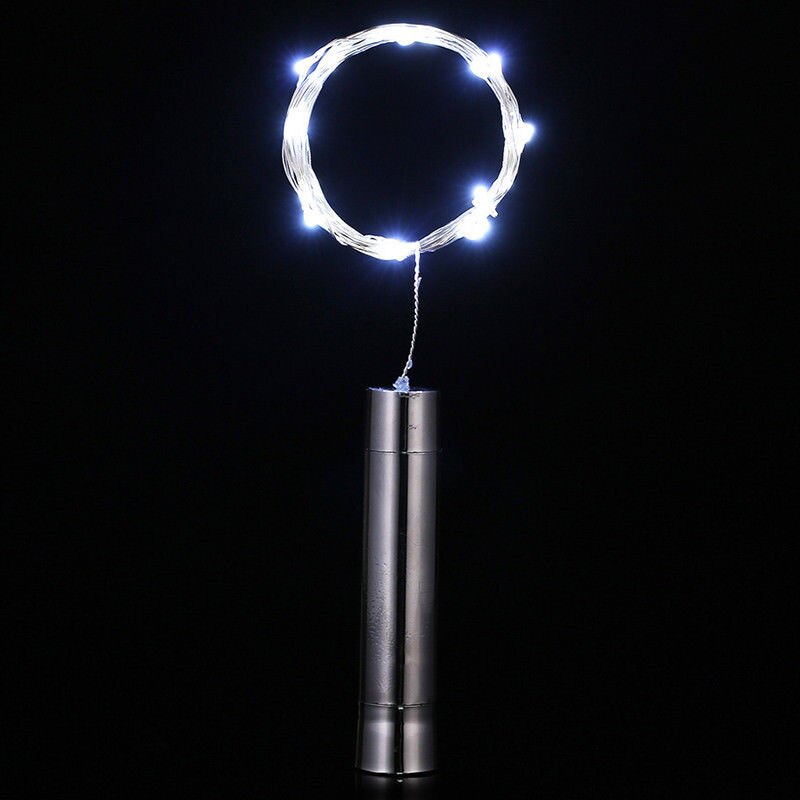 String Lights Silver LED Wine Bottle Lights Battery Powered Cork Shape Glass Bottle Stopper Lamp Christmas Garlands Decor: white