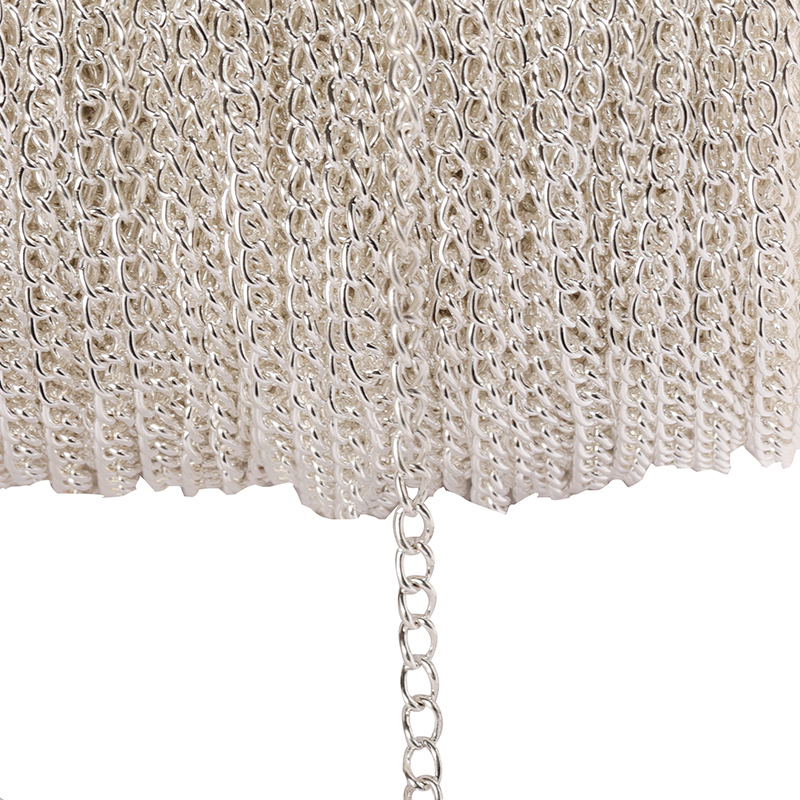 Cadena plana en forma de O de 2 metros, cadena de Metal fina extendida de 2,5/3,5/4,5mm, collar DIY, cadena para el cuerpo, accesorios de cadena para hacer joyas: L / Negro