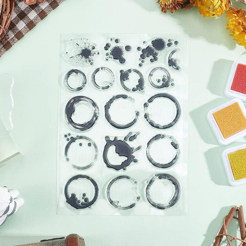 1 Vel Theevlekken Duidelijke Stempel Koffievlekken Achtergrond Transparante Siliconen Stempel Spill voor Scrapbook Kaarten Maken 4,3 x 6,3 Inch