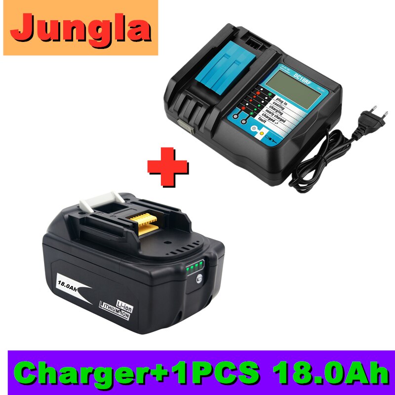 BL1860 Rechargeable Battery 18 V 18000mAh Lithium ion for Makita 18v Battery BL1840 BL1850 BL1830 BL1860B LXT 400+charger: Black