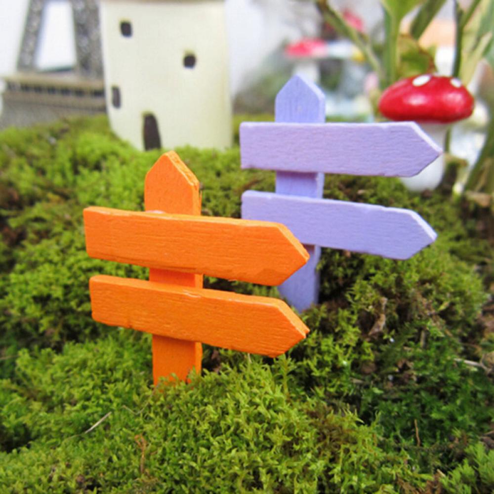 10PCS Wooden Fence Signpost Garden Ornament DIY Plant Label Pots Scenery Decor