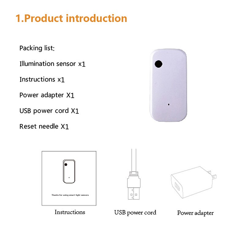 1pcs Tuya Smart Home Kit WIFI Illumination Sensor WiFi Brightness Sensor Alexa Google Home Smart Life USB Light Sensor