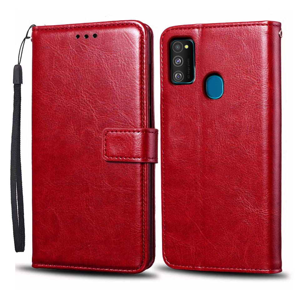 Per Samsung Caso di M21 In Silicone da 6.4 pollici caso di cuoio di vibrazione Per Samsung Galaxy Caso di TPU Coque per Samsung M21 M21 m215F M115F: Style 1 Red