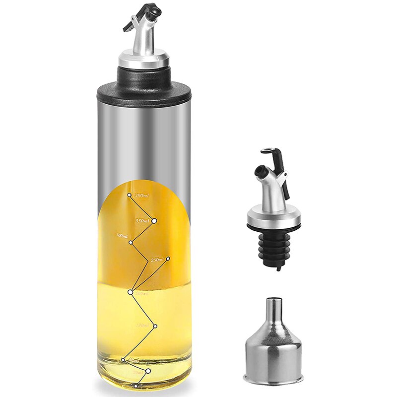 Glass Olive Oil Dispenser Bottle Capacity Oil Vinegar Cruet Clear Glass Dispenser Bottle Oil Container 22 Oz/650Ml: Default Title