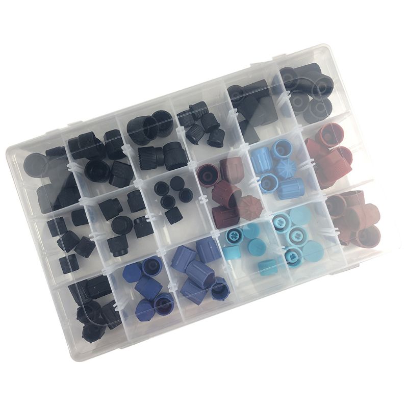 90pcs High Low Side Valve Core Service Port Dust Cap Replacement Car Air Conditioning Repair Parts Set