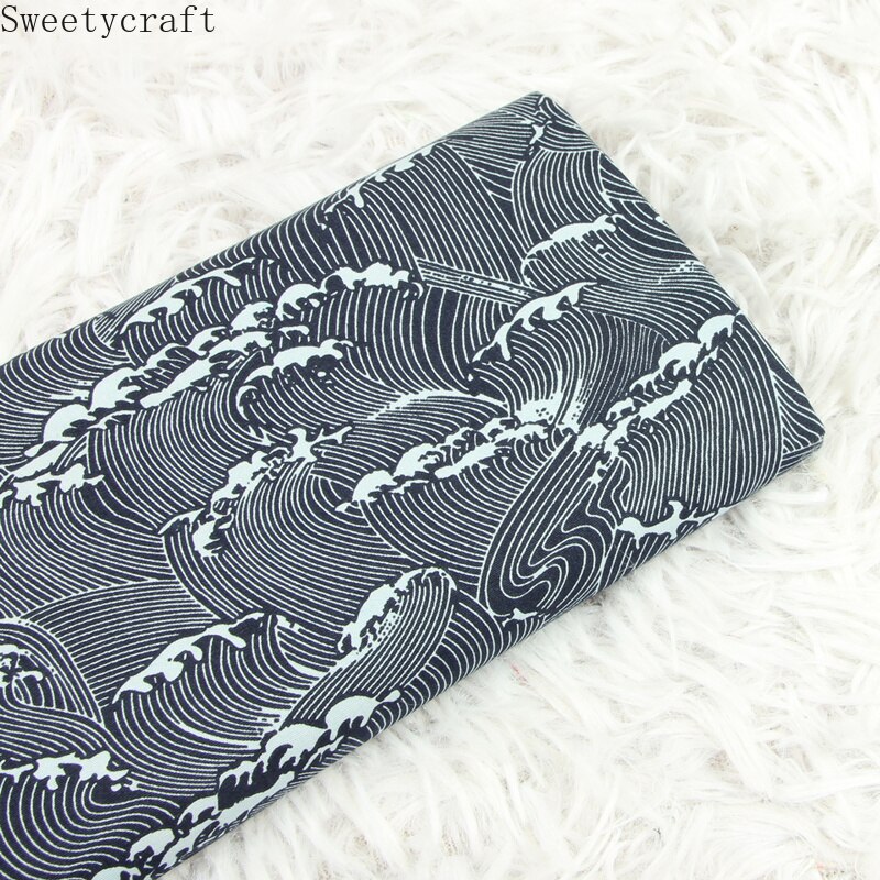 140x50cm Plain Cotton Fabric Dark Wave Printed Cloth Sewing Quilting Fabrics For Patchwork Needlework DIY Handmade Accessories: 150x140cm