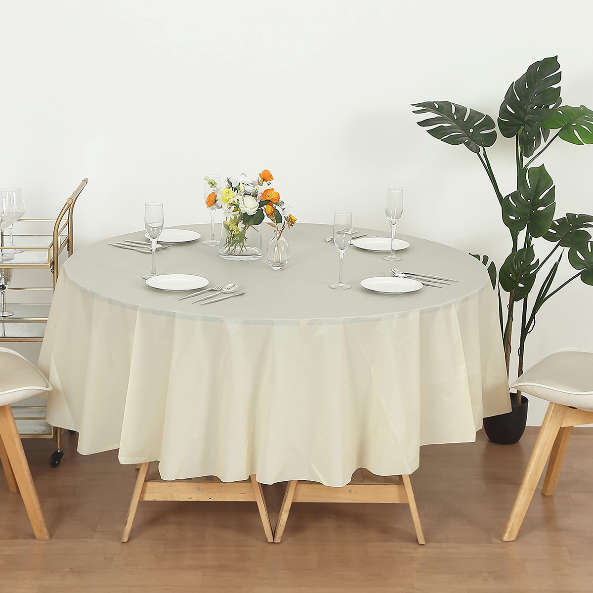 Einfarbige Einweg-Tischdecke, runde Tischdecke, nordische Tischdecke für Zuhause, Hochzeit, Geburtstag, Weihnachten, Party-Dekoration