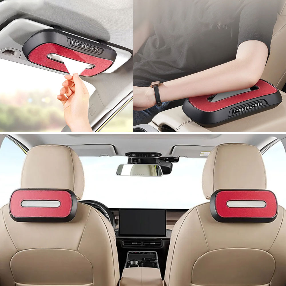 Lederen Auto Tissue Box Telefoonnummer Label Middenconsole Armsteun Servet Box Zonneklep Tissue Box Achterbank Tissue Case Fix Strap