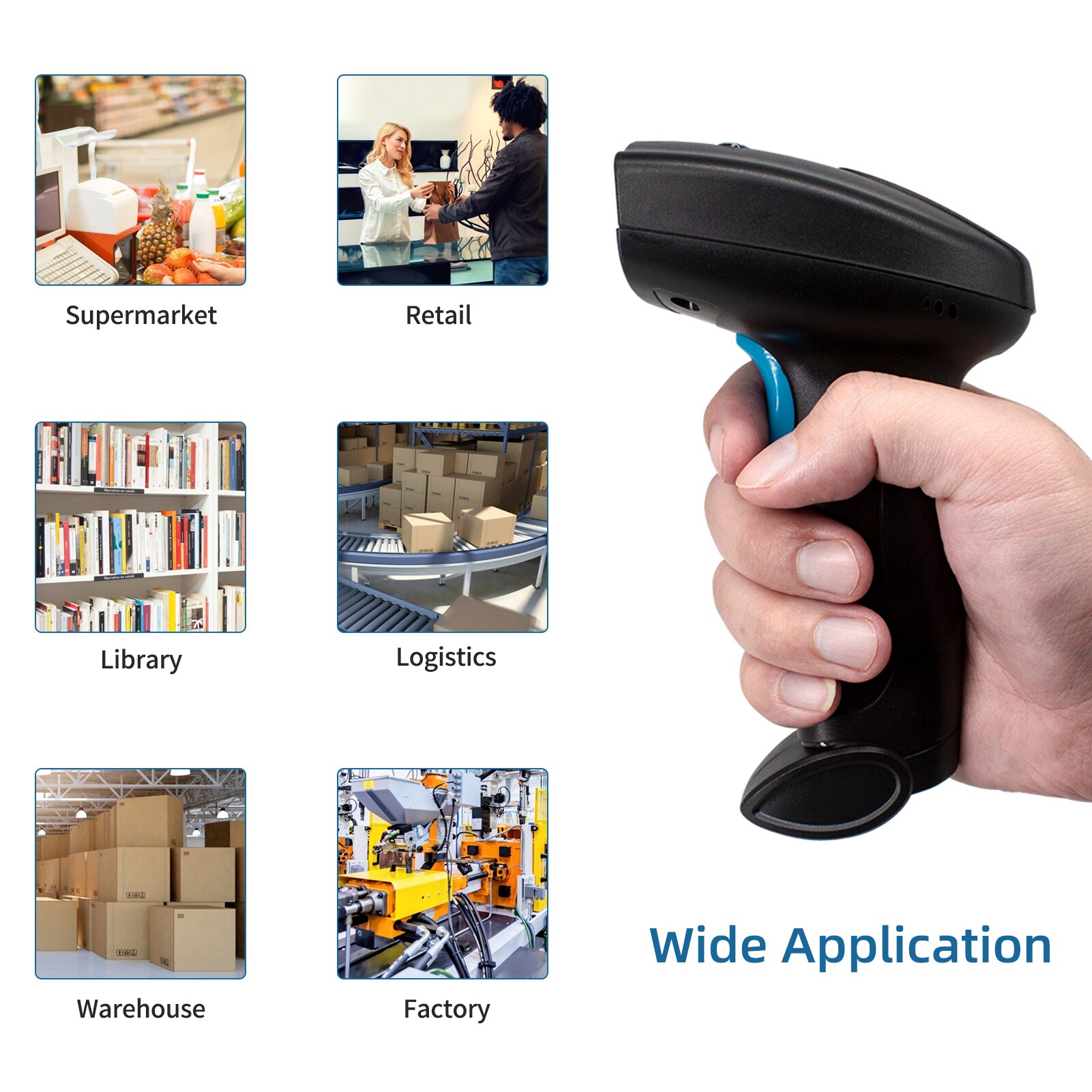 1D Barcode Scanner Handheld USB Wired Bar Code Reader Manual Trigger/Auto Continuous Scanning Compatible with Windows Android