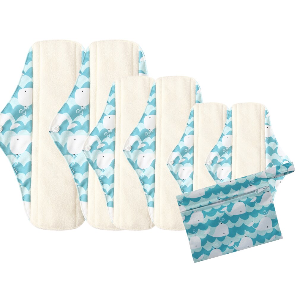 Genanvendelige bind bambus kul hygiejnebind mama menstruations bomuldsbind vaskbare trusseindlæg 2 stk l  +2 stk m  +2 stk s +1 pose: 15