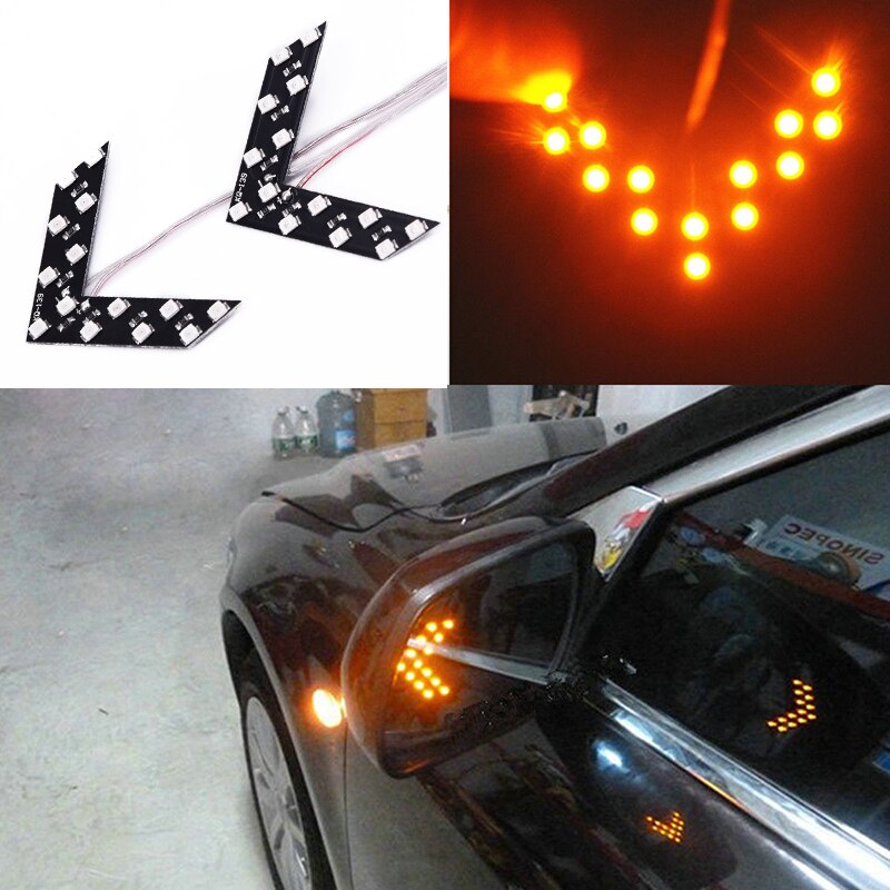 2Pcs 14-SMD Led Pijl Achteruitkijkspiegel Richtingaanwijzer Voor Auto Vrachtwagen