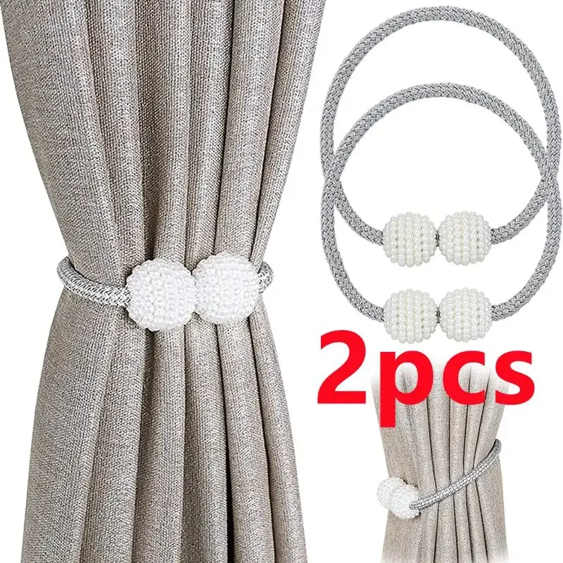 2 STUKS Parel Magnetische Gordijn Clip Gordijn Houders Tie Terug Gesp Clips Opknoping Bal Gesp Tie Terug Gordijn Decor Accessoires