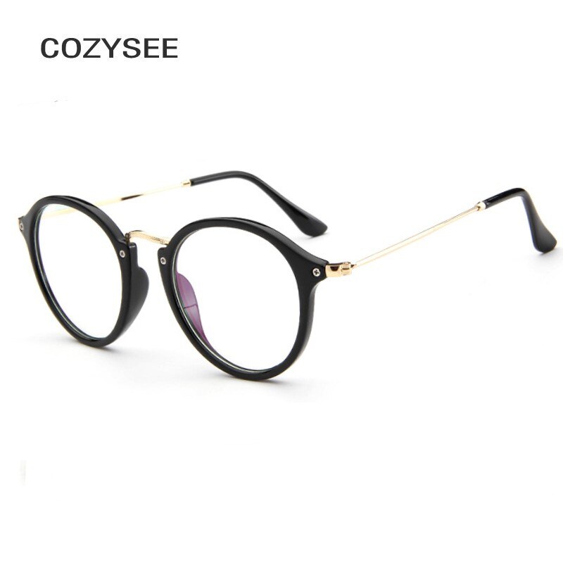 Black Round Transparent Glasses Eyeglass Frame for Women Men Myopia Nerd Optical Glasses Frame Luxury Clear Lens Men's Glasses: BRIGHT BLACK