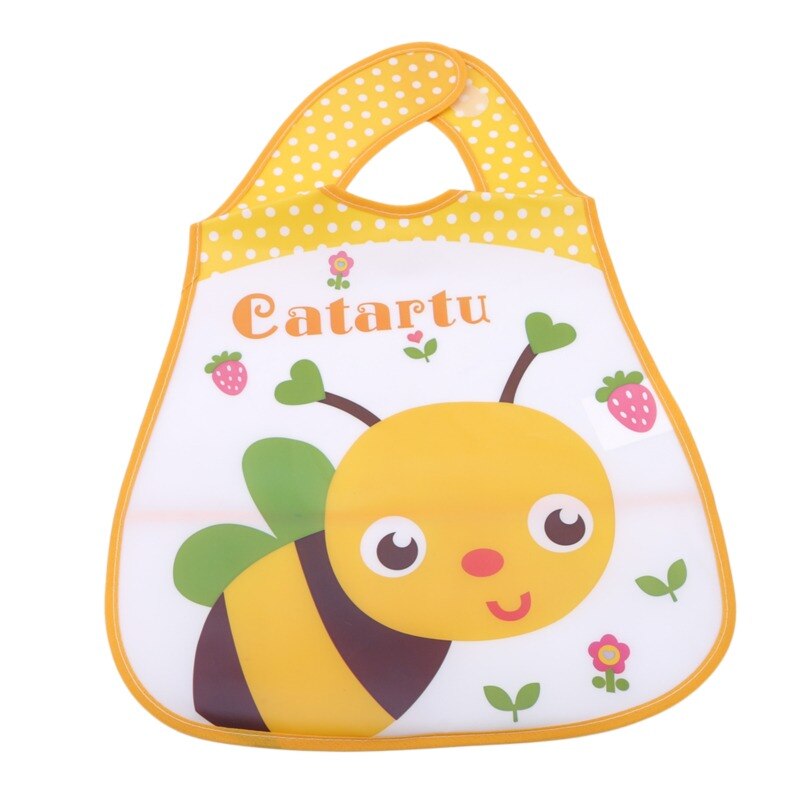 Baby slabbers eva waterdichte voedingsslabbetjes cartoon dierenprint voedingsdoek mouwloos kinder baby schort babador bandana: B gele bij