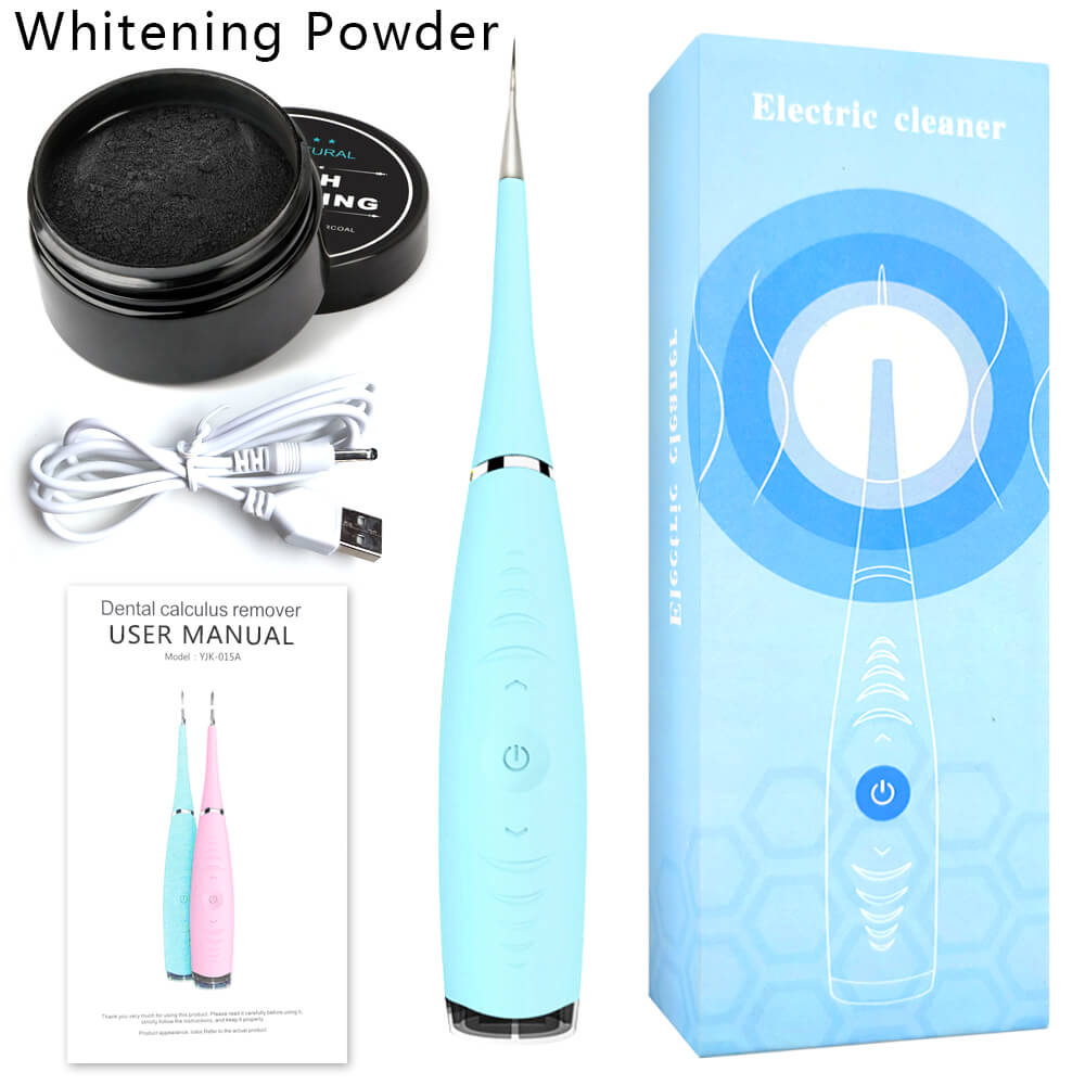 Ultrasonic Electric Dental Scaler Machine Tooth Calculus Tool Sonic Remover Stains Tartar Plaque Whitening Portable Oral Cleaner: Blue With Charcoal