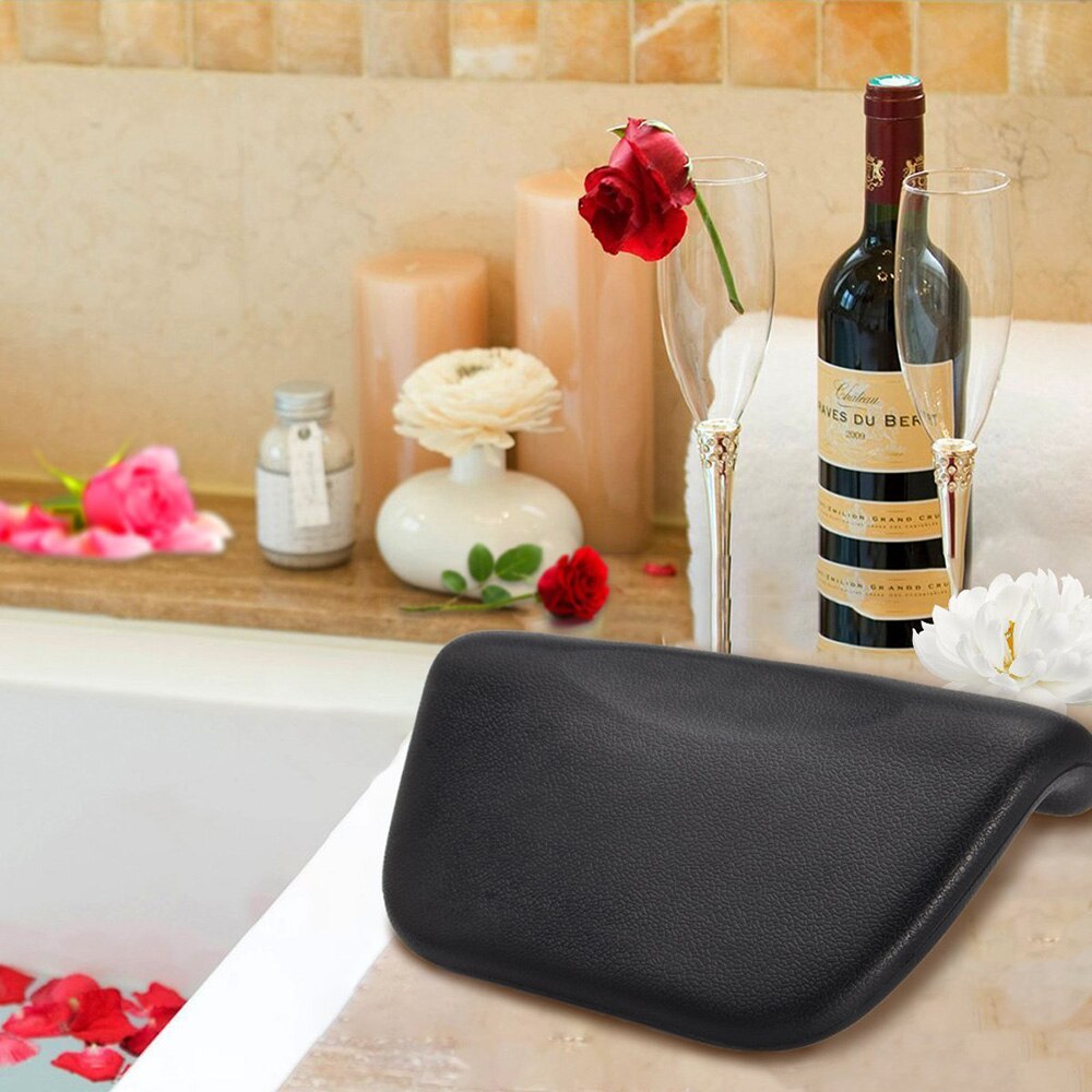 Spa bad pude pu badepude med skridsikre sugekopper ergonomisk hjemme spa nakkestøtte til afslappende hovedhals tilbage og