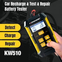 KONNWEI-cargador y probador de batería de coche KW510, 12V, 6A, totalmente automático, reparación de pulso de potencia, pantalla LCD Digital