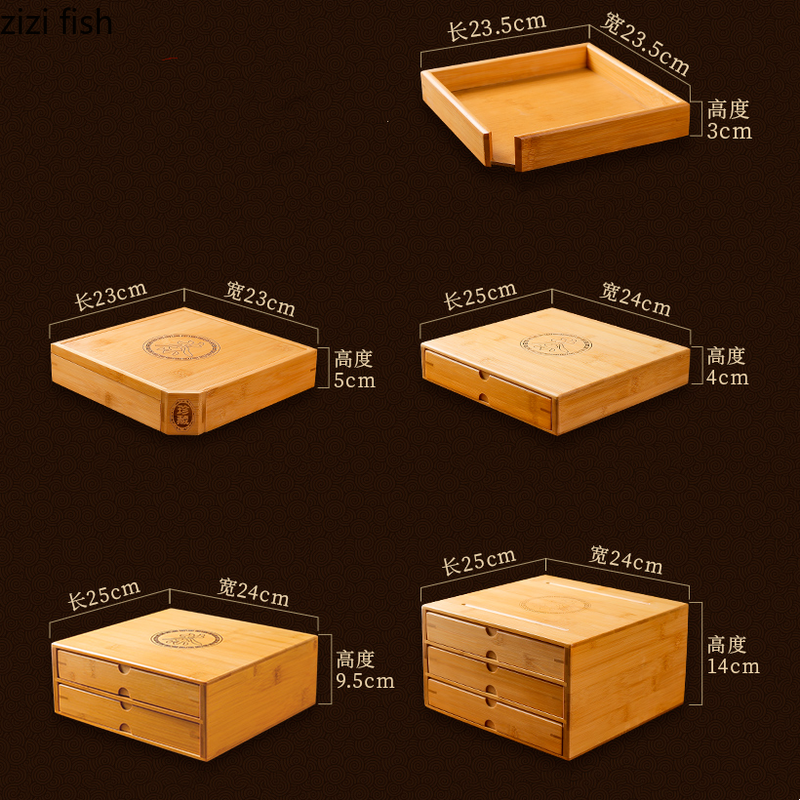 Bamboo Tea Box Tea Cake Storage Box Tea Organizer Tea Ceremony Accessories Tea Tray Drawer Organizer Storage Bin Bamboo Cabinet