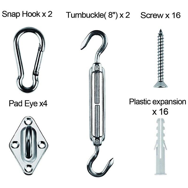 Shade Sail Hardware Kit Is Suitable for Rectangular Heavy-Duty Shade Sail for Terrace Garden Lawn Terrace