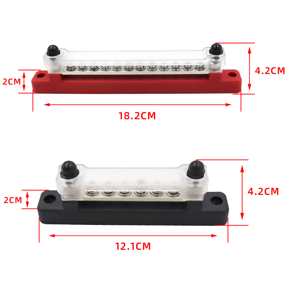 Bornier de voiture barre de Bus négatif 12V, bloc de Distribution d'énergie M8 Termianl Bus pour automobile bateau système solaire noir rouge