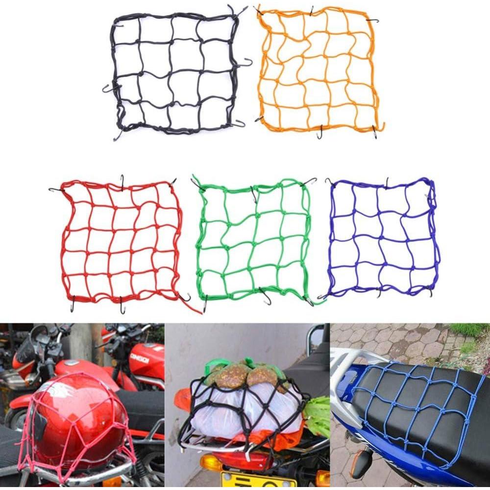 2x Motorfiets Bagagenet - Elastisch Bagagetouw met 6 Verstelbare IJzeren Haken - voor Achterzitjes & Tank