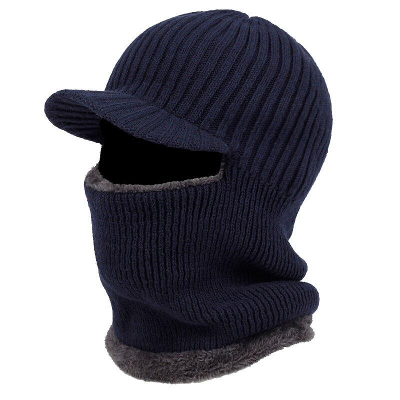 Uldhætte med hætte ridning vindtæt kold hat plus fløjlfortykning hætte med hætte udendørs varm krave vinterhætter: Flåde