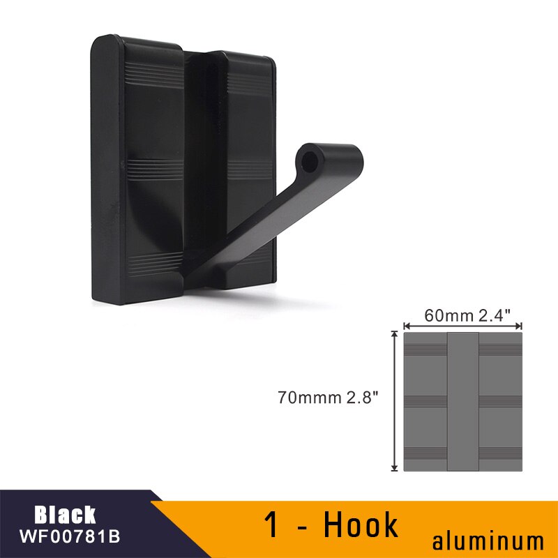 Aluminum Home Decor Nailless Folding Coat Hook Hallway Bedroom Door Hat Clothes Rack Hanger Kitchen Toilet Wall Brack Hooks: 1-Hook Black