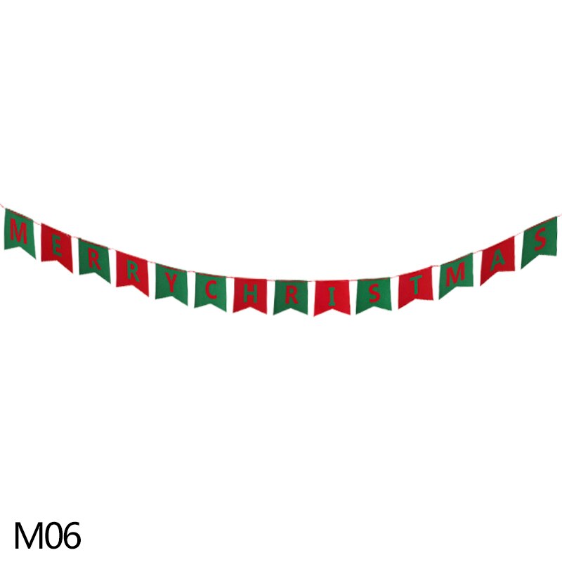 3m god jul prydnader banderoller julgran strumpor filt krans bunting för hem år julfest hängande dekor flaggor: M06