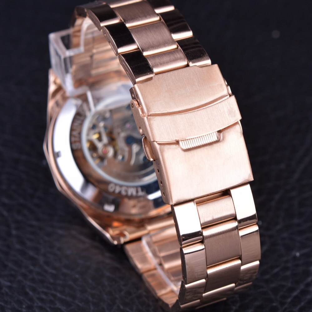 Forsining Rose Gouden Transparante Case Mannen Horloge Topmerk Luxe Mechanische Automatische Skelet Horloge Klok Mannen