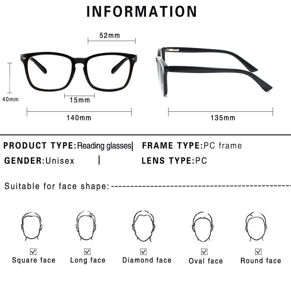 Turezing leesbril geschikt voor presbyopie, stijlvolle lichte progressieve multi-focus unisex multi-focus leesbril