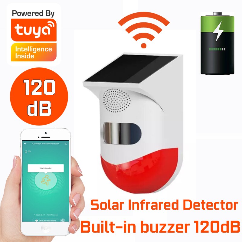 Tuya wifi udendørs vandtæt alarm sirene sensor 130db lyd trådløs smart life hjemmesikkerhedssystemer alexa google ifttt