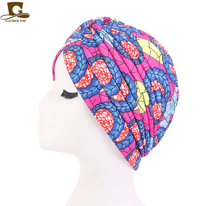 Kvinders print blomsterknude kræft flæse kemohue beanie tørklæde turban hoved wrap strikket hue hårtab tilbehør
