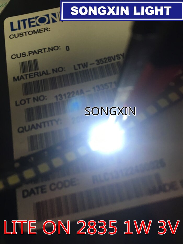 50pcs LITEON LED Backlight 1210 3528 2835 1W 1.5W 150LM Cool white LCD Backlight for TV TV Application LITE ON LED 2835 3528 3V