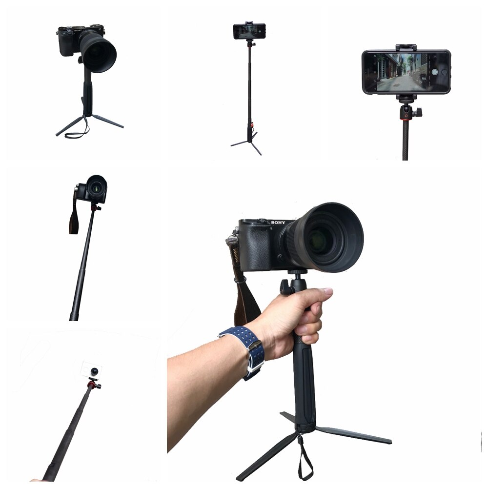 BENRO SC1 inalámbrico Bluetooth fibra de carbono flexible selfie stick Mesa trípode para iphone X acción cámara Gopro Sumsang pk smooth4