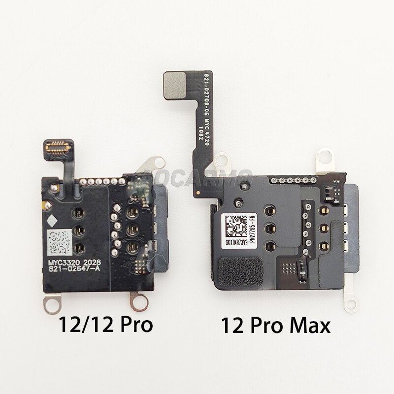 Aocarmo Dual Sim Card Tray Socket Reader Holder Slot Flex Cable Repair Parts For iPhone 12 / 12 Pro / 12Pro Max