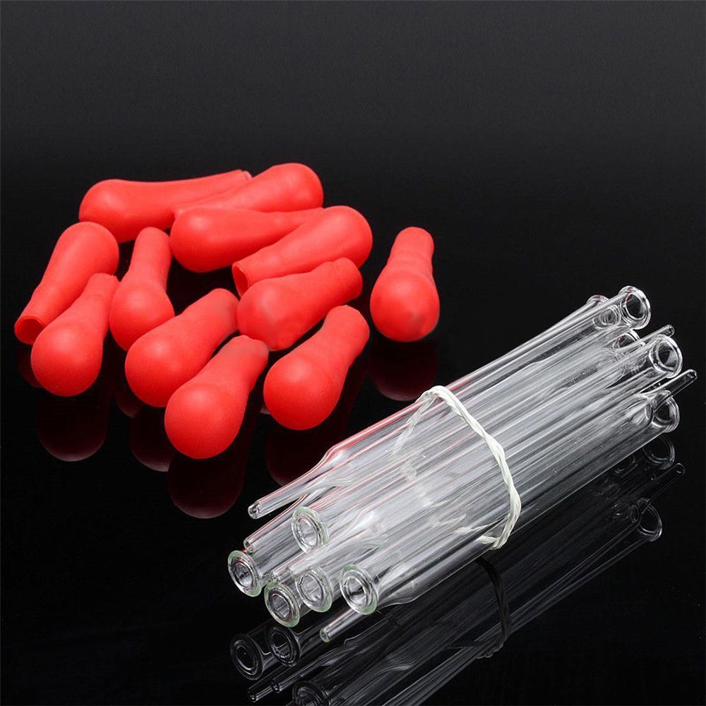5 stk 10ml rødt gummihoved glasdråber glaspipette medicin laboratorium gennemsigtige dråber laboratorieglasværktøj 120mm længde